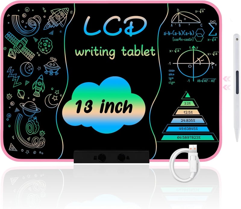 Educational 13-Inch LCD Doodle Tablet for Kids - Pink