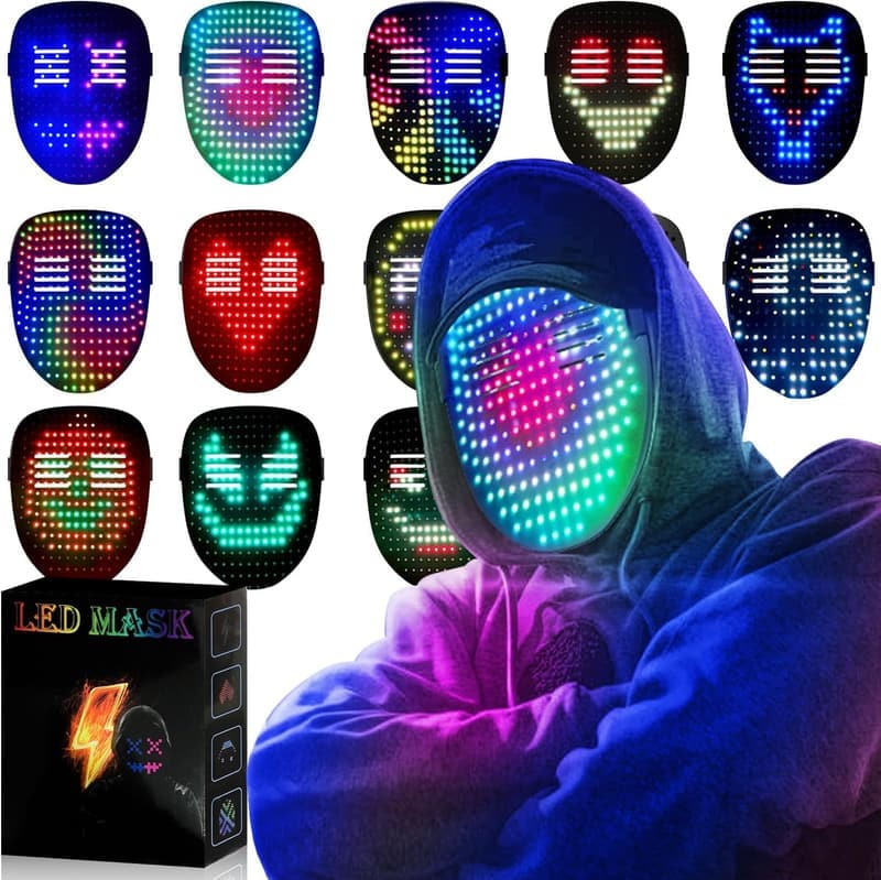 LED Glow Mask with Gesture Sensing for Halloween and Rave Parties