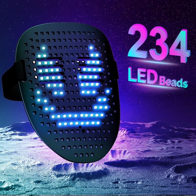LED Glow Mask with Gesture Sensing for Halloween and Rave Parties