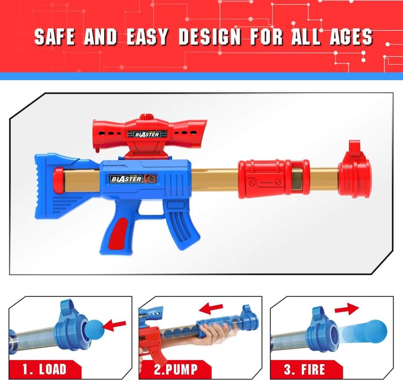 Shooting Game Toy Set for Boys - 2 Air Guns & Targets with 24 Foam Balls