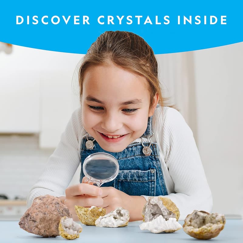 Premium Geode Science Kit for Kids – Break Open 10 Geodes with Goggles and Stands