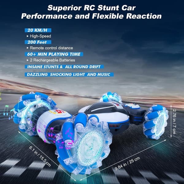 Gesture Sensing 4WD RC Stunt Car with Lights & Music for Kids