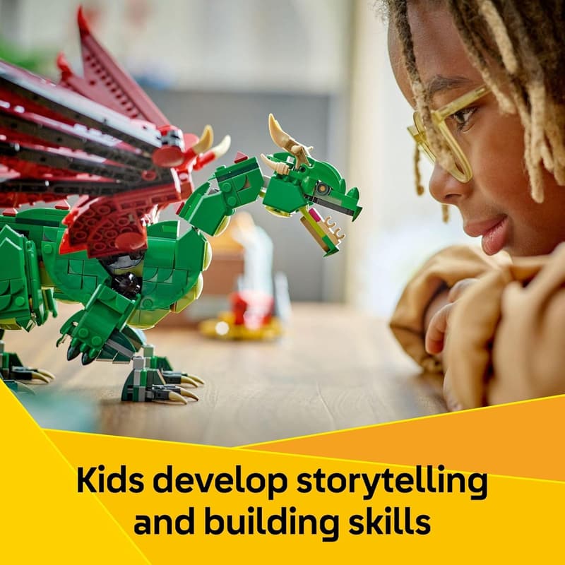 LEGO Creator 3-in-1 Medieval Dragon Building Toy - Fantasy Set for Kids 9+
