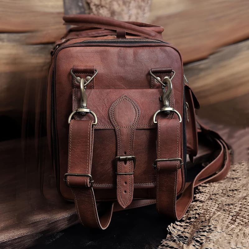 Vintage Handmade Leather 32-Inch Duffle Bag for Travel