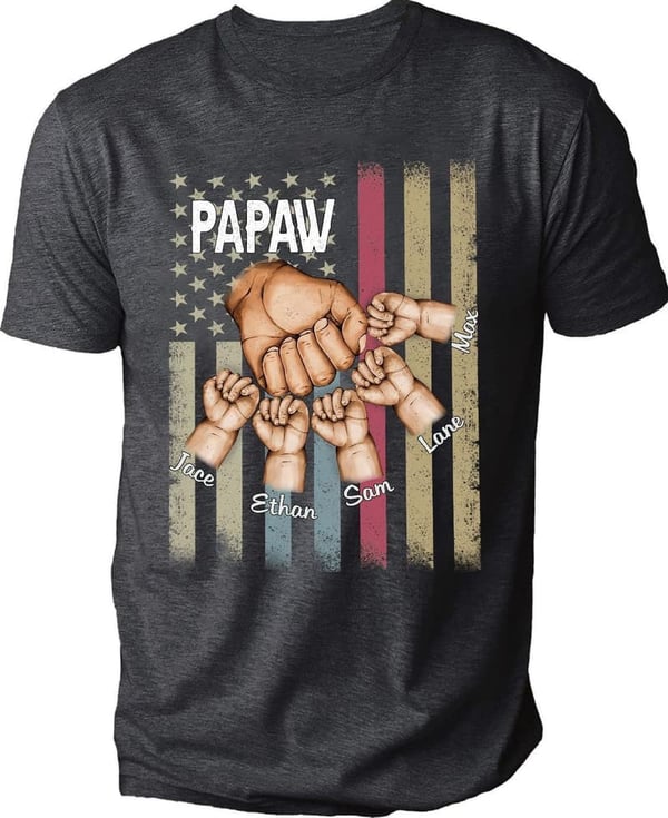 Custom Kids' Grandkids Name Shirt for Papaw's Birthday