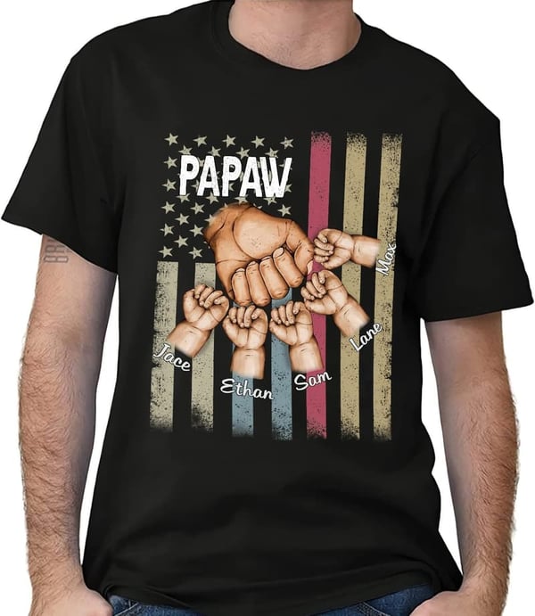 Custom Kids' Grandkids Name Shirt for Papaw's Birthday