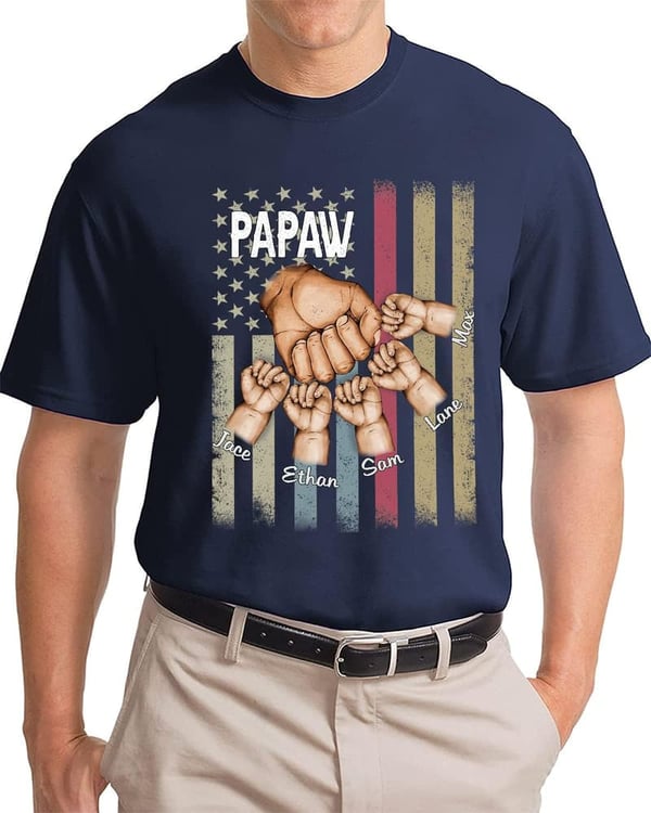 Custom Kids' Grandkids Name Shirt for Papaw's Birthday