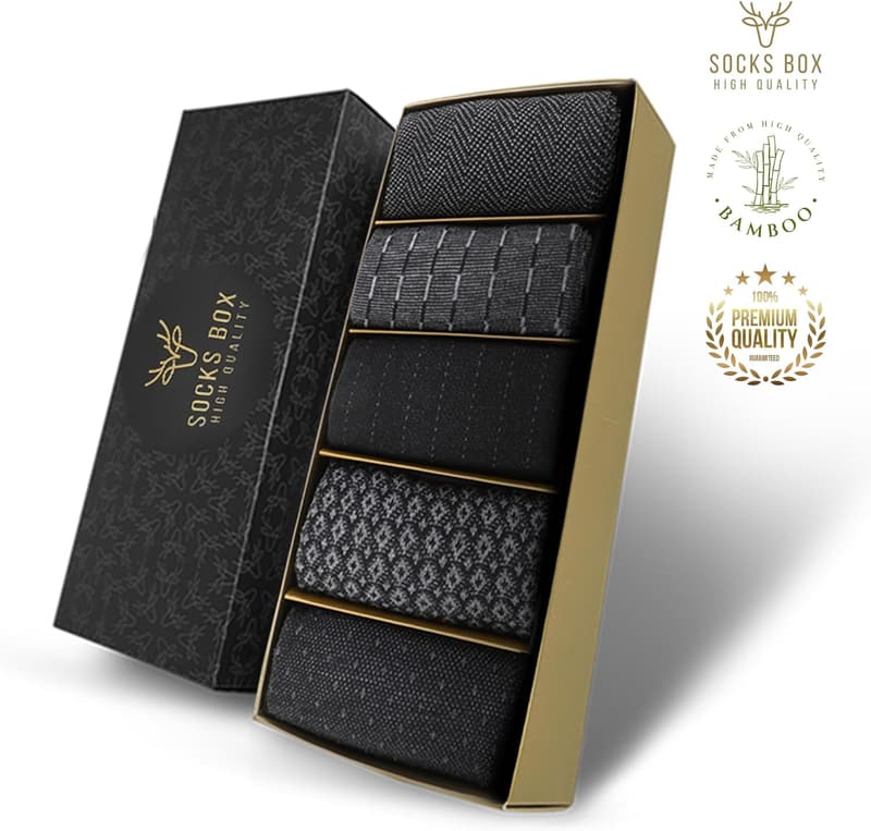 Premium Bamboo Rayon Dress Socks for Men in Gift Box
