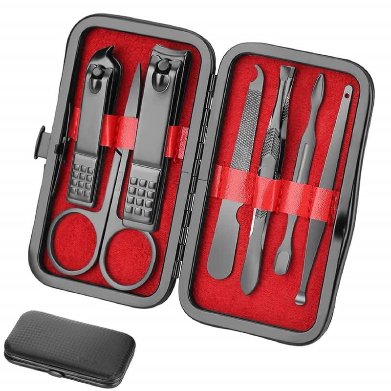 Men's Manicure Set - Professional Nail Clippers Kit with Travel Case