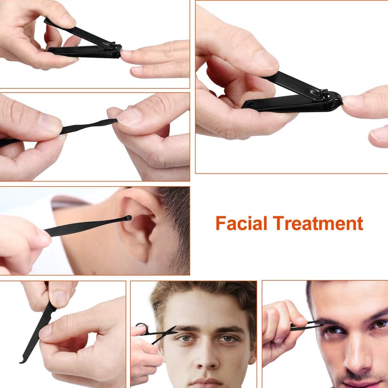 Men's Manicure Set - Professional Nail Clippers Kit with Travel Case