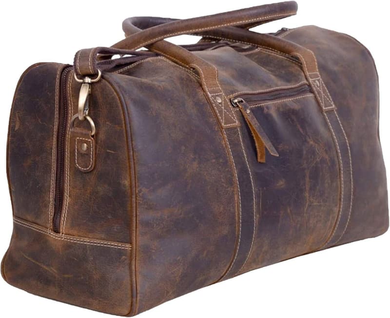 Full Grain Leather Travel Duffel Bag for Men and Women