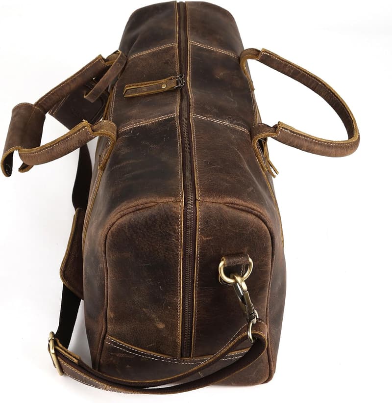 Full Grain Leather Travel Duffel Bag for Men and Women