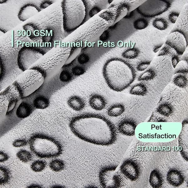 Soft Flannel Dog Blanket with Paw Print - 24