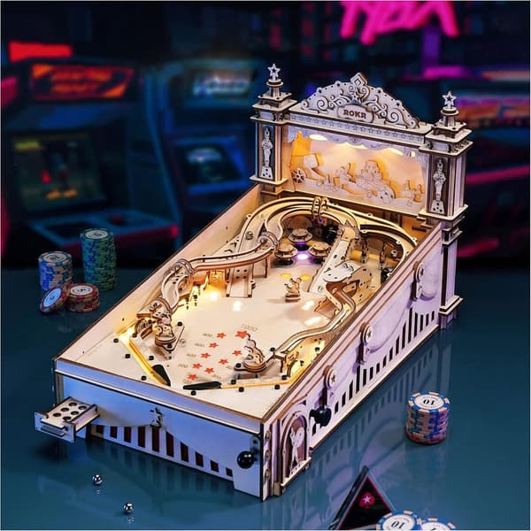 ROKR Miniature Pinball Machine 3D Wooden Puzzle for Adults