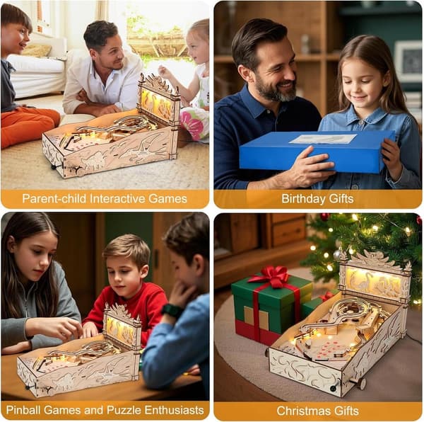 DIY 3D Wooden Pinball Machine Toy for Adults & Teens