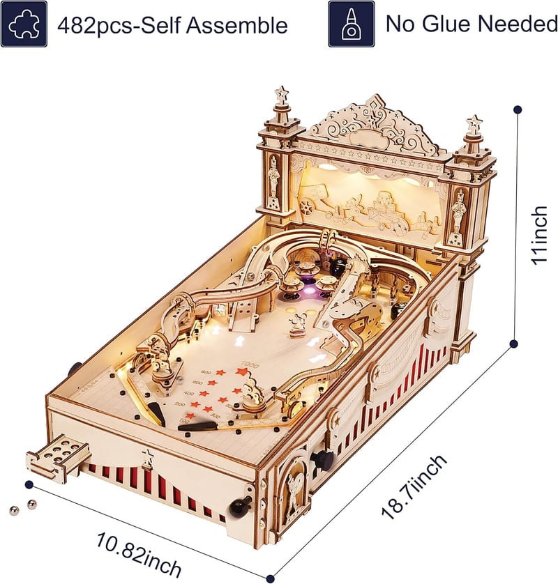 3D Wooden Pinball Machine Puzzle for Adults & Teens