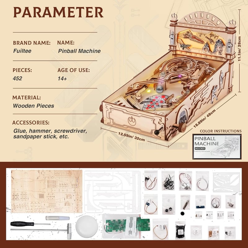 DIY Miniature Pinball Machine Kits - 3D Wooden Puzzles for Adults