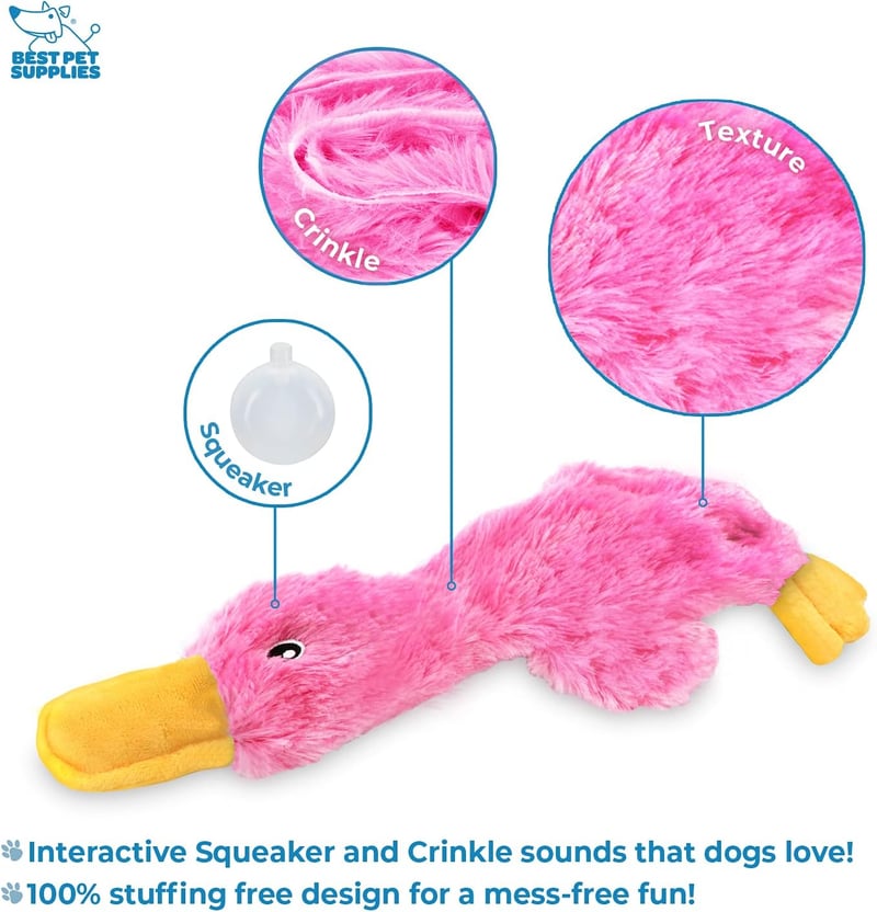 Light Pink Crinkle Dog Toy for All Breeds with Squeaker
