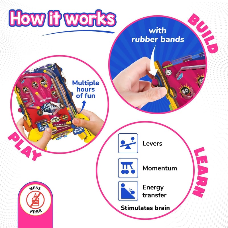 Mini Pinball Arcade Game | STEM Toy for Kids Ages 6-12 | Birthday Gift
