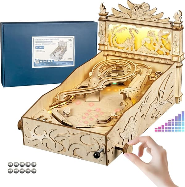 STEM DIY 3D Wooden Dinosaur Pinball Machine for Ages 14+