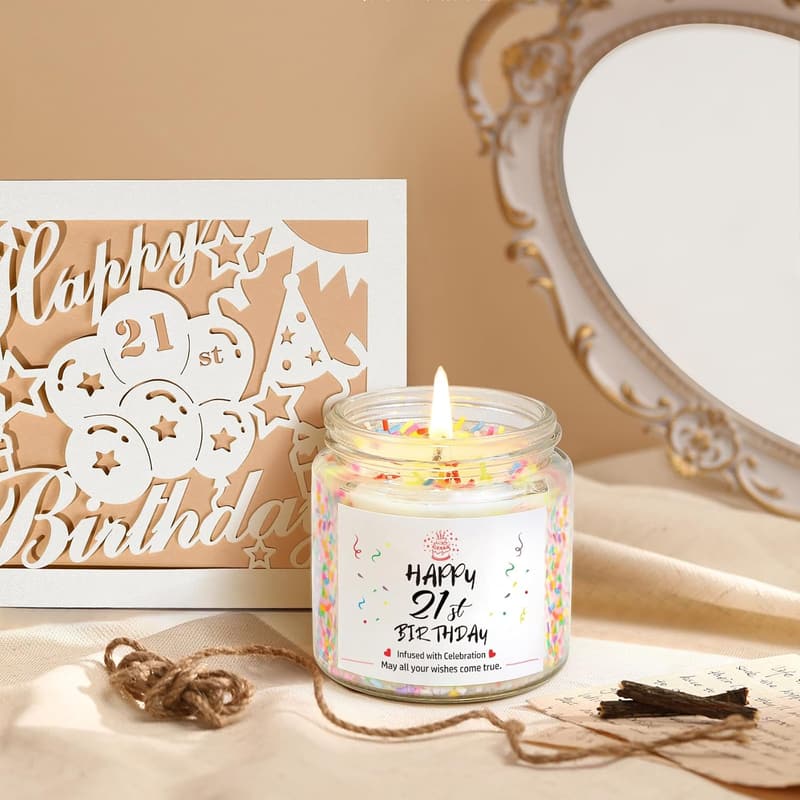 21st Birthday Gift Set for Women - 7PCS with Coffee Cup, Candle, Bracelet