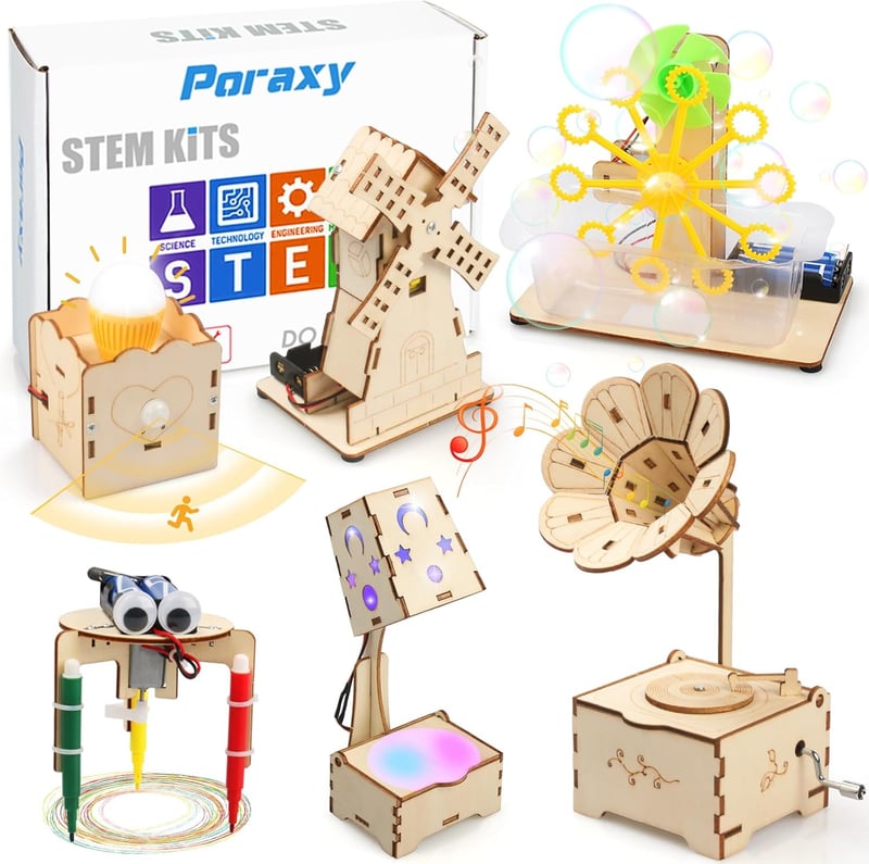 STEM Kits for Kids 8-12 | 6-in-1 Wooden Building Projects