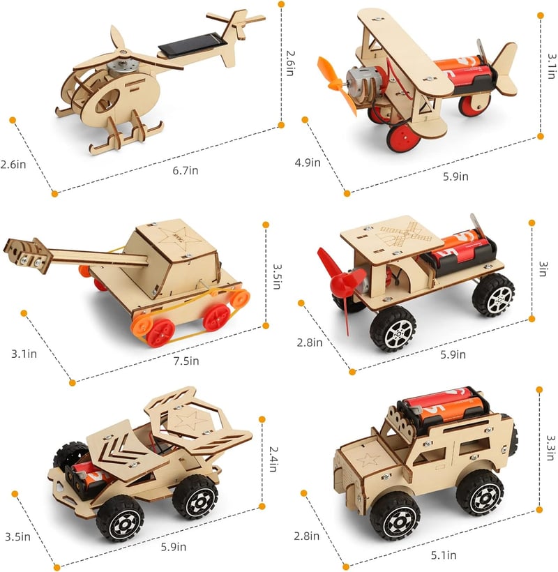 STEM Wooden Building Kits for Kids Age 8-12 - 6 Project Set