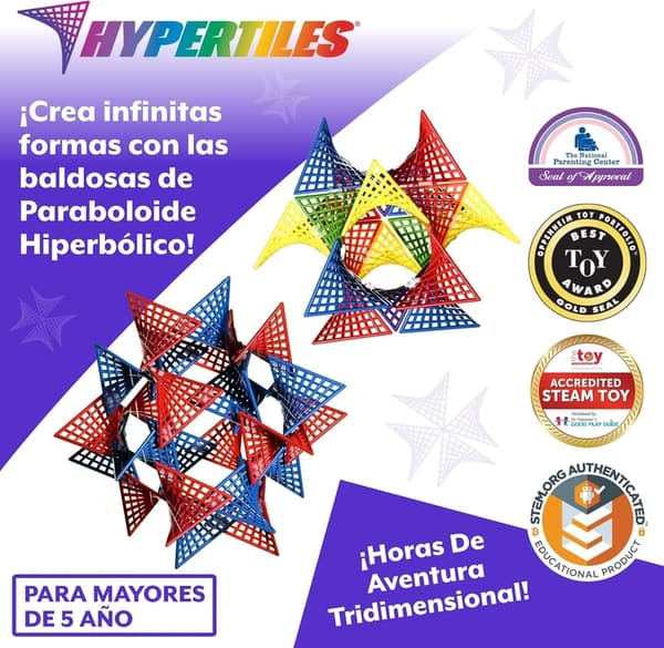 STEM Building Toy for Kids - HyperTiles with 48 Tiles & 80 Connectors