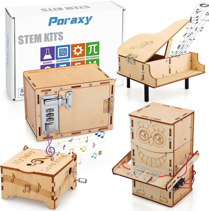 STEM Educational Kit Set for Kids 8-13 – Music Box & Robot Puzzles