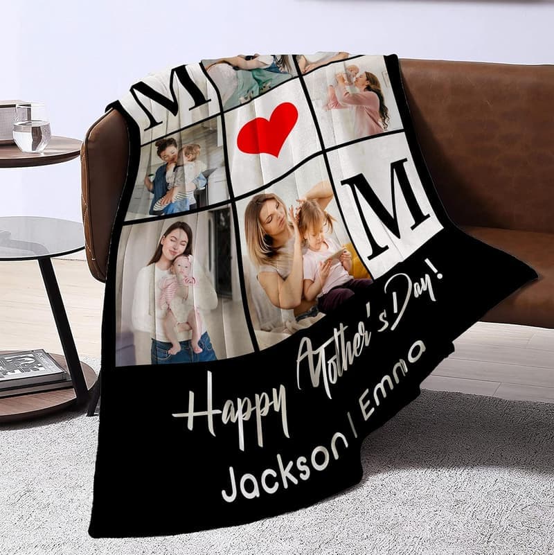Personalized Photo Blanket for Mother's Day Gift for Mom