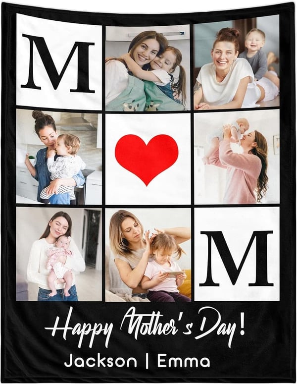Personalized Photo Blanket for Mother's Day Gift for Mom