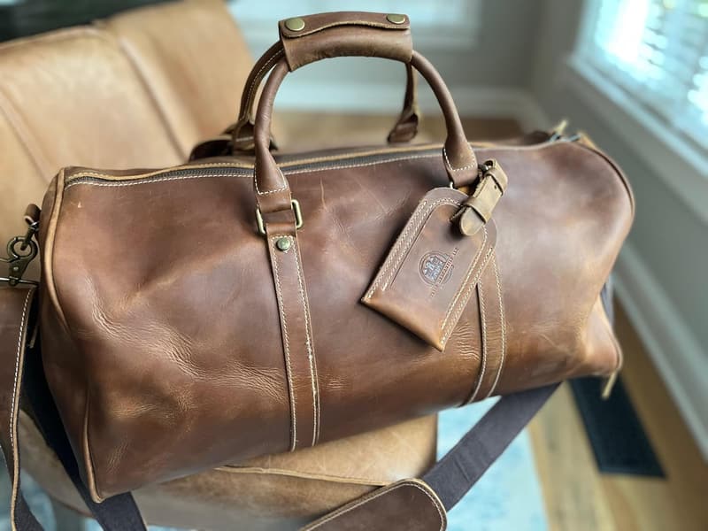 Men's Vintage Leather Weekender Bag - Classic Design, Brown