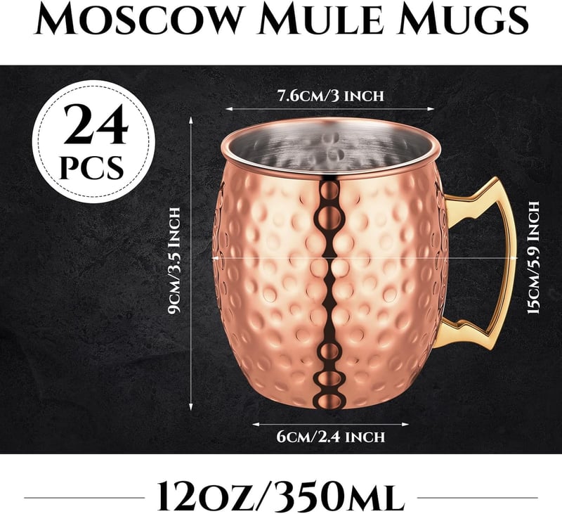 Tarnish-Resistant Copper Moscow Mule Mugs Set – 24 Pack