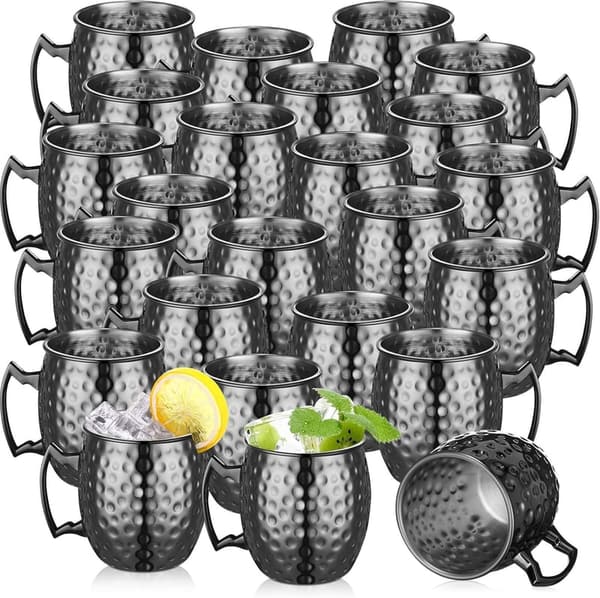 24 Pack Black Stainless Steel Moscow Mule Mugs - 12 oz