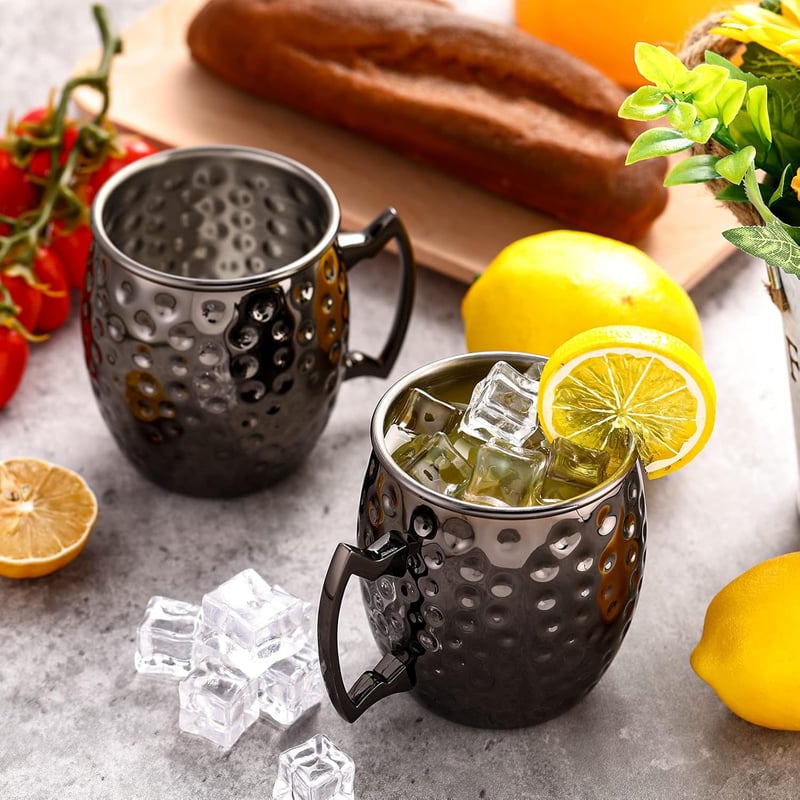 24 Pack Black Stainless Steel Moscow Mule Mugs - 12 oz