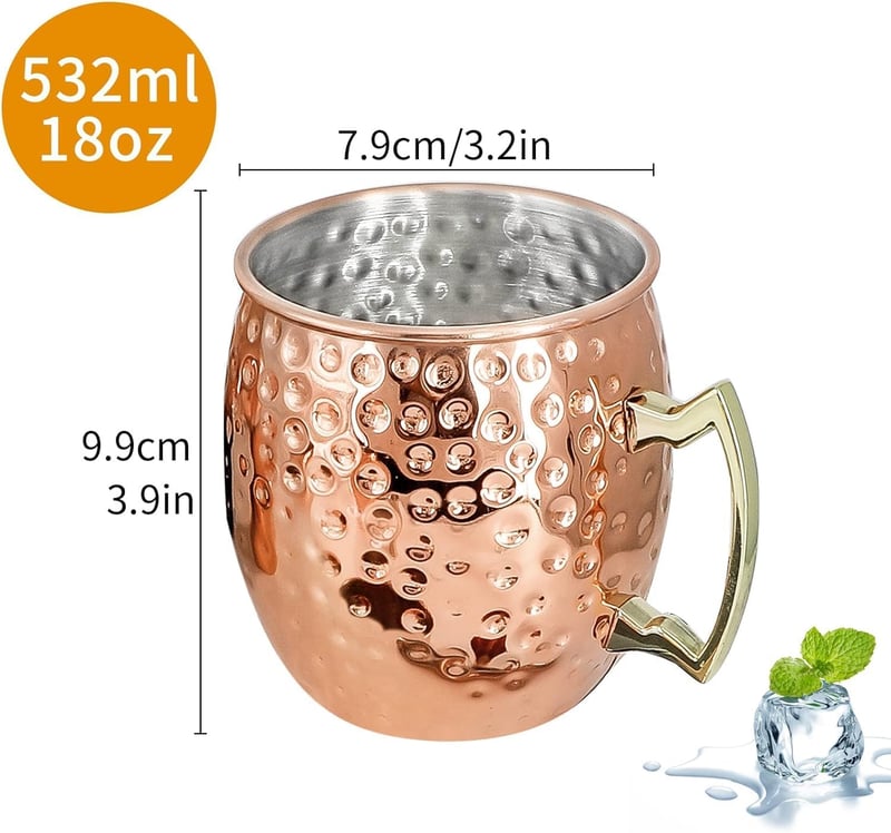 24-Pack Hammered Copper Moscow Mule Mugs with Straws & Jigger