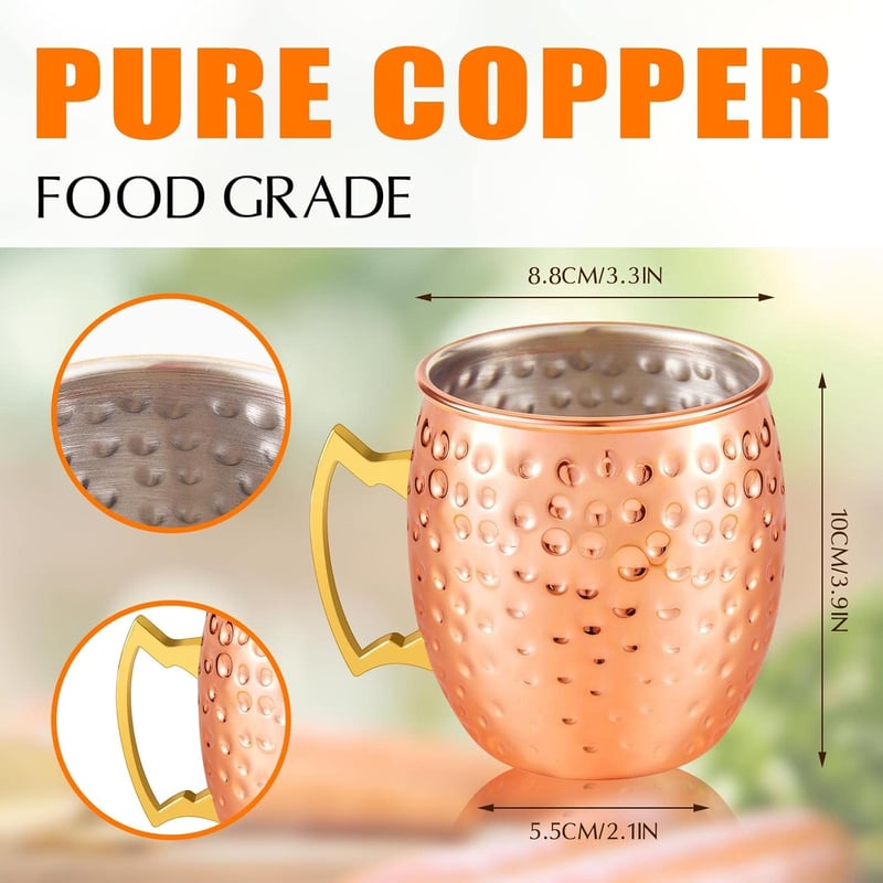 Rose Gold Moscow Mule Mugs - 30 Pcs Hammered Copper Set