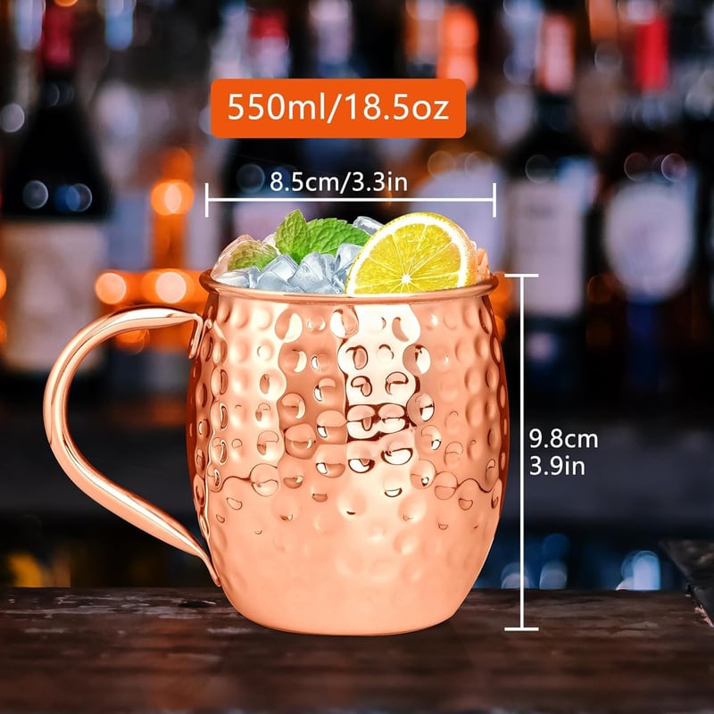 Moscow Mule Copper Mugs Set (24 pcs) with Jigger & Straws
