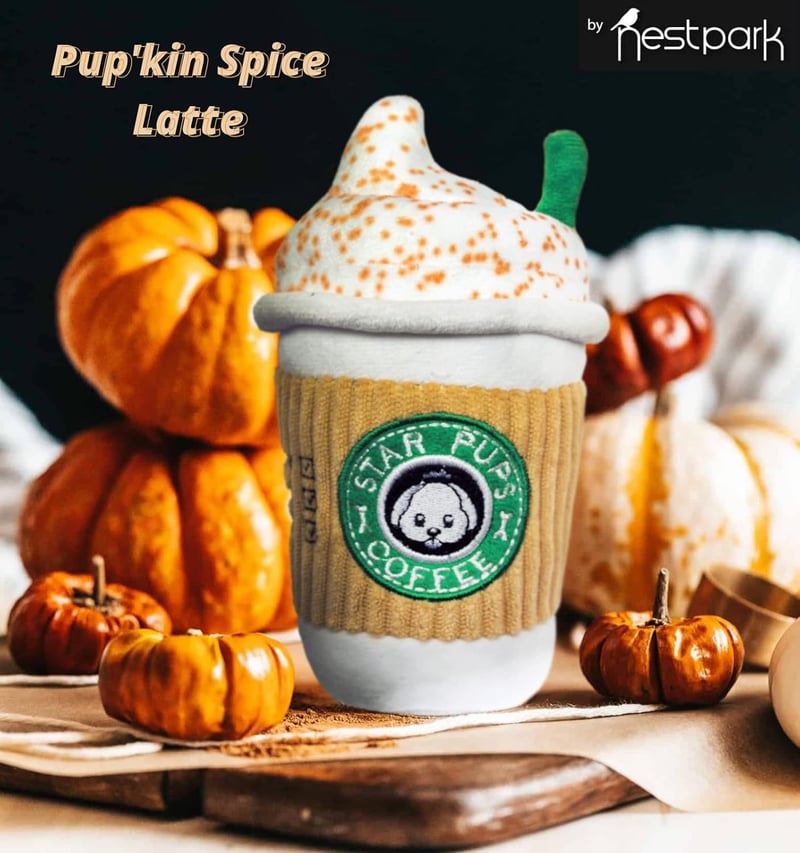 Fall Plush Squeaky Dog Toy - Parody Pup'kin Spice Latte