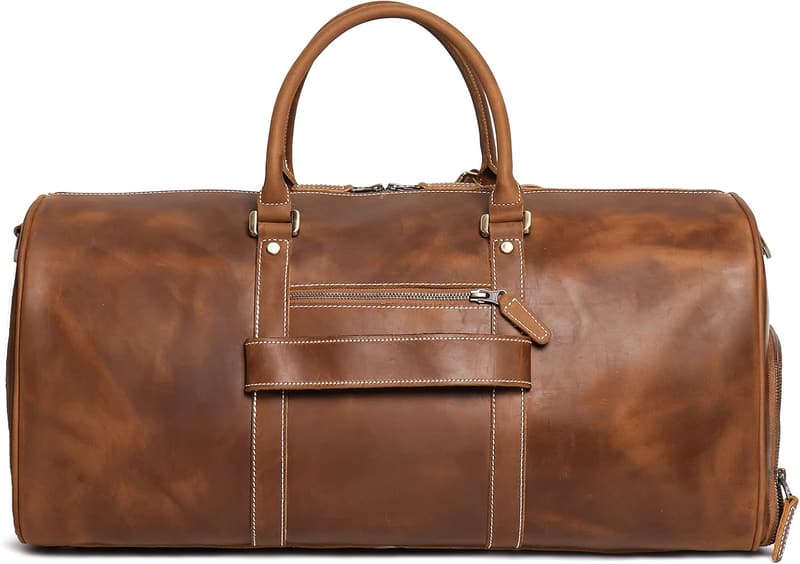 Men's Vintage Leather Weekender Duffel Bag - 22 Inch