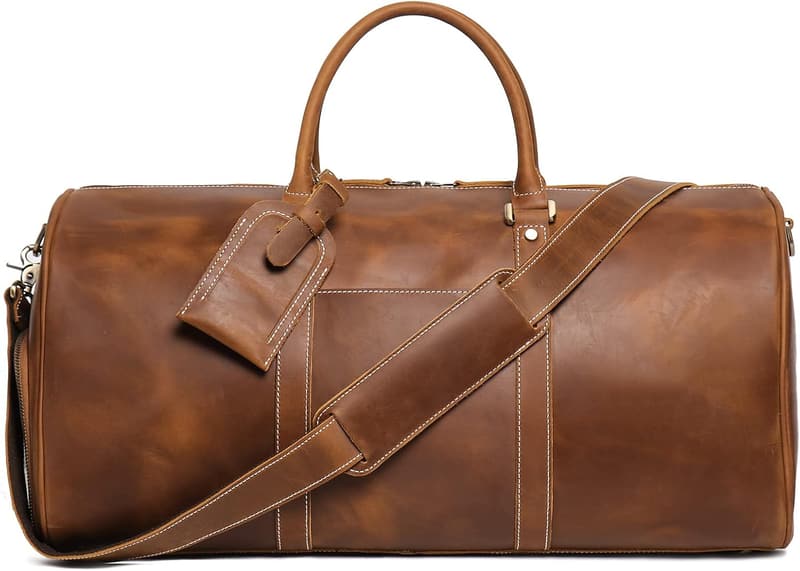 Men's Vintage Leather Weekender Duffel Bag - 22 Inch