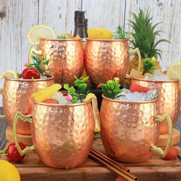 Set of 6 Copper Plated Moscow Mule Mugs - 18oz