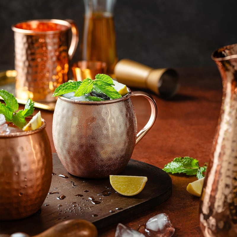 Premium Set of 4 Pure Copper Moscow Mule Mugs - 16 oz
