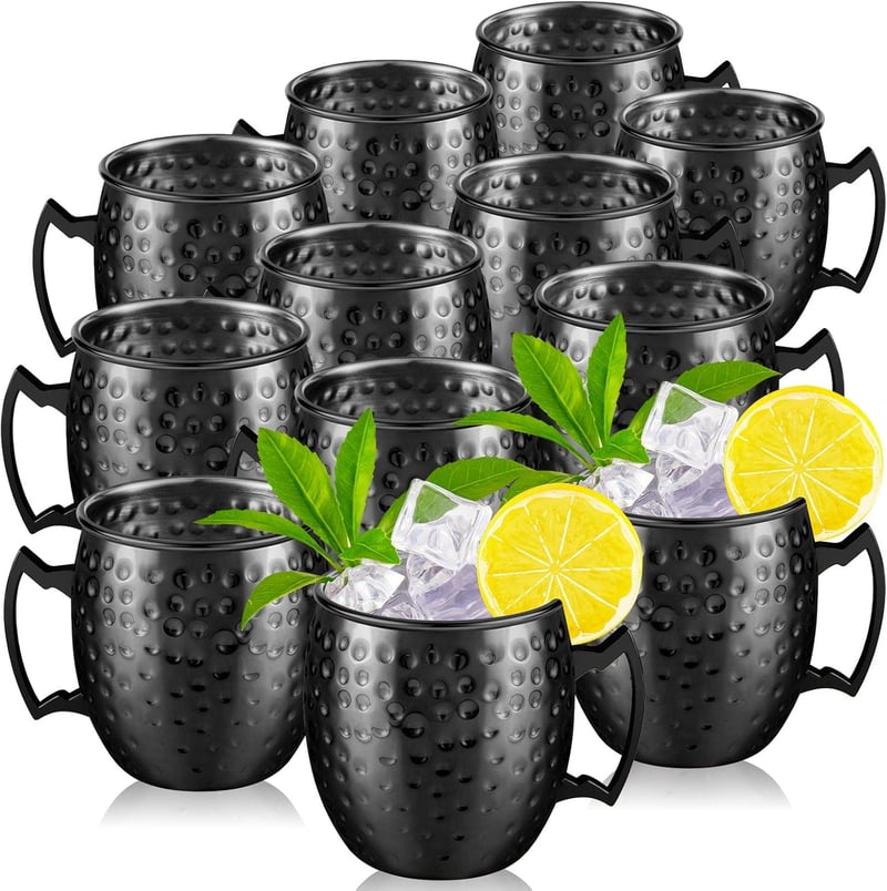Set of 12 Moscow Mule Copper-Plated Mugs - 19 oz
