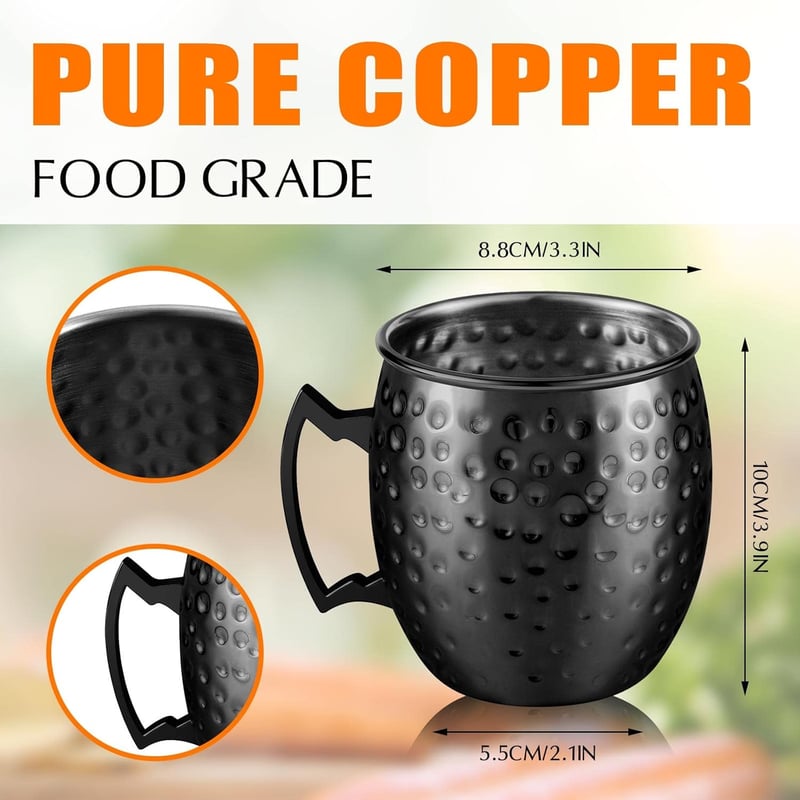 Set of 12 Moscow Mule Copper-Plated Mugs - 19 oz