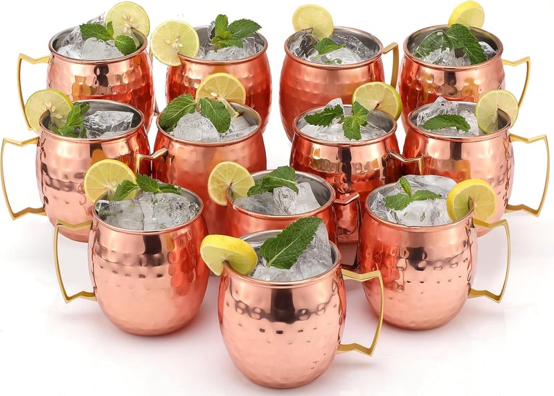 Set of 12 Moscow Mule Mugs | Food Safe Stainless Steel | 19 Oz