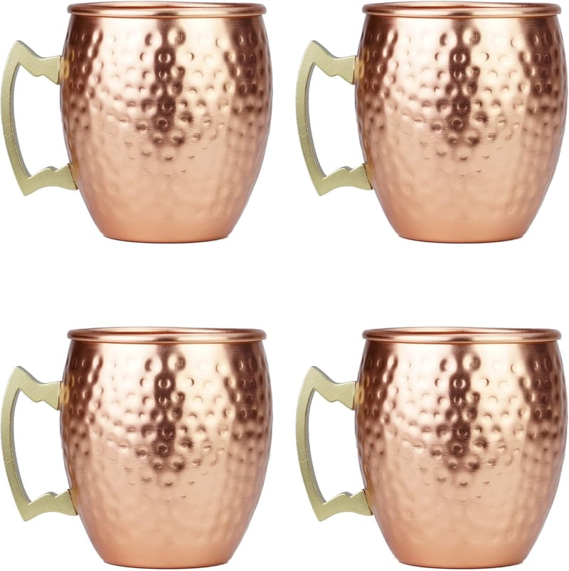 Hammered Copper Moscow Mule Mugs Set of 4, 19oz