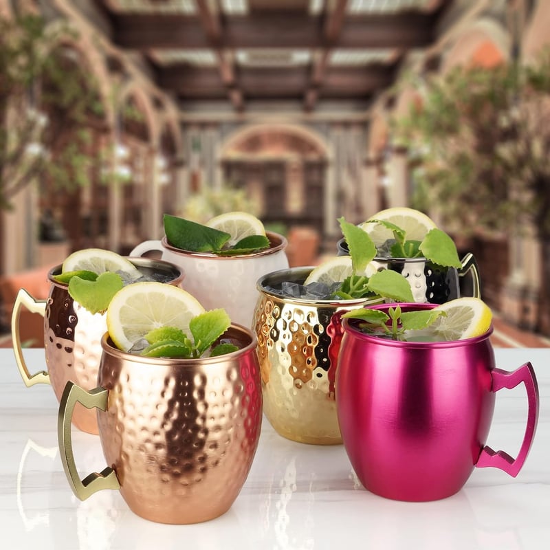 Hammered Copper Moscow Mule Mugs Set of 4, 19oz