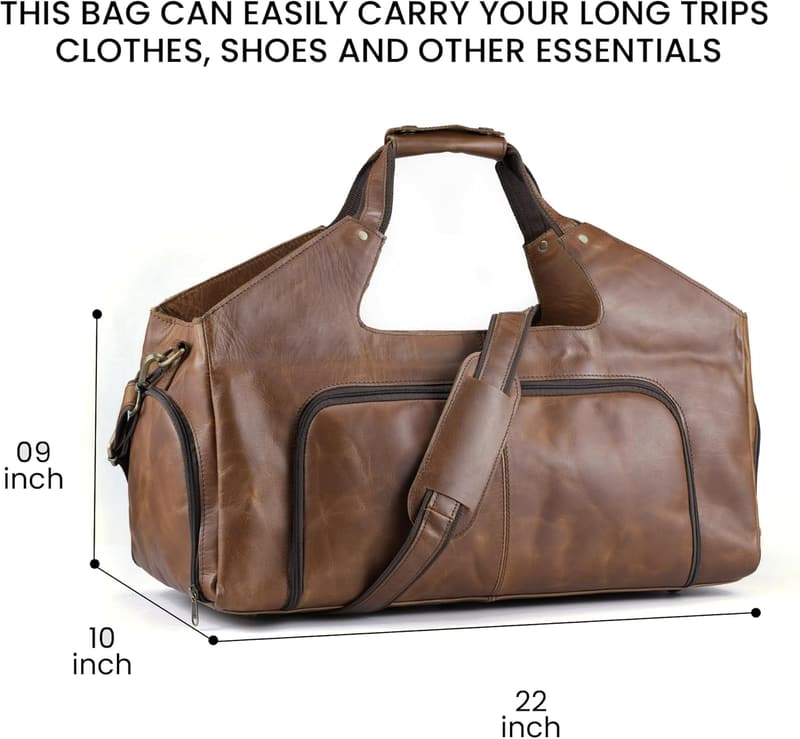 Leather Wanderer Full Grain Buffalo Duffle Bag for Travel & Gym