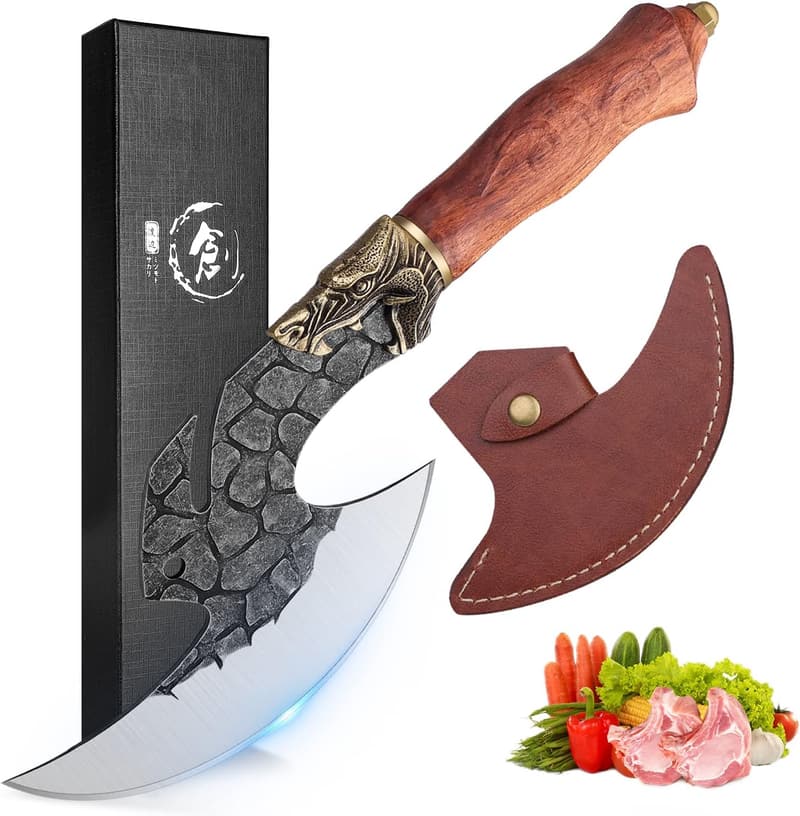 Hand Forged Viking Cleaver Knife with Sheath - Ideal Gift for Men